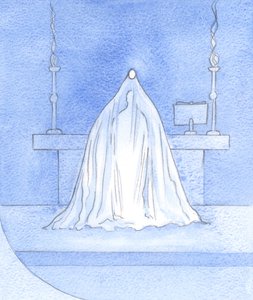 Gesù è Dio-con-noi, alla consacrazione, velando la Sua gloria, eppure tutta la gloria nascosta da noi qui è offerta al Padre da Elizabeth Wang