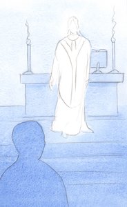 Gesù era presente tra noi alla Messa, vestito da sacerdote, rivolto verso di noi per condurci nella preghiera da Elizabeth Wang