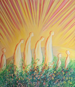 Le anime purificate ora camminano su un tappeto di fiori nella gioia e nella semplicità, libere da ogni cinismo e durezza di cuore