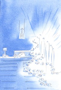 I Santi Angeli erano presenti: e decoravano la Chiesa con ghirlande, mostrando la gioia del Cielo per un