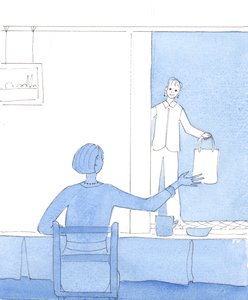 Coloro che amano le visioni ma si accontentano di farne a meno sono come le casalinghe che amano ricevere un visitatore per un caffè e una chiacchierata, ma si accontentano di sbrigare le loro faccende ordinarie, 2004 (acquerello su carta)
