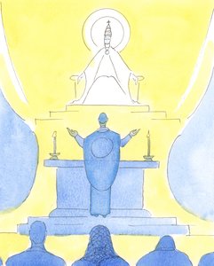Quando sacerdote e popolo guardano tutti nella stessa direzione alla Messa, stanno tutti guardando insieme, verso il Padre, per lodarlo attraverso Cristo da Elizabeth Wang