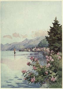 Bellagio dalla Villa Melzi, Lago di Como, Illustrazione da 