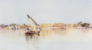 Il tempio di Luxor, dalla riva occidentale del Nilo