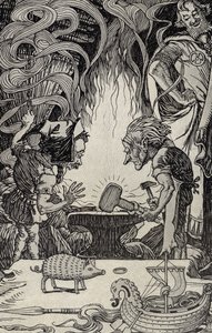 Il terzo dono un enorme martello, illustrazione da Miti di molte terre, pubblicato nel 1912 da Elmer Boyd Smith