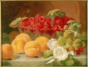 Ciotola di lamponi e pesche da Eloise Harriet Stannard
