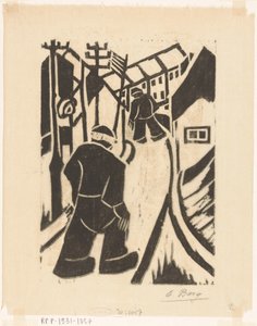 Due figure in una strada di paese da Else Berg (signed by artist)