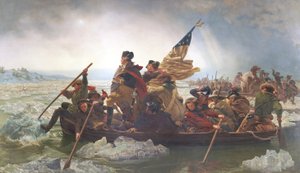 Washington attraversa il Delaware; Natale 1776; fine XIX secolo da Emanuel Gottlieb after Leutze