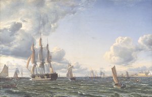 La nave di linea "Valdemar" attraversa il Sund con una fresca brezza da Emanuel Larsen