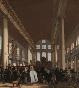 Interno della sinagoga portoghese ad Amsterdam da Emanuel de Witte