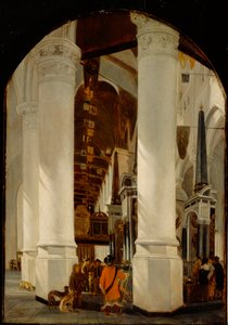 La Nieuwe Kerk a Delft con la tomba di Guglielmo il Taciturno da Emanuel de Witte