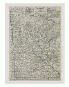 Mappa del Minnesota, USA, c1900
