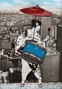 La ragazza del tamburo, 2007 (acquaforte a colori)