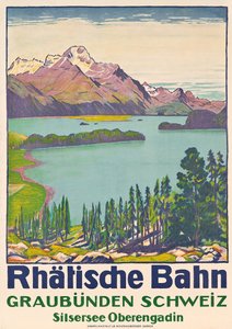 Poster pubblicitario per viaggi a Graubunden dalla compagnia svizzera 