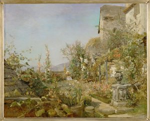 Blumengarten a Weissenkirchen - Giardino fiorito a Weissenkirchen ... (olio su tavola)