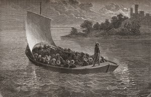 Arminio Vambery e i suoi compagni che navigano il Mar Caspio nel 1863, illustrazione da 