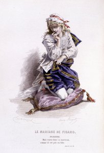 Opera completa di Beaumarchais (1732-1799) di Edouard Fournier. disegno di Emile Bayard. Ed. Laplace, Sanchez et Cie, Parigi 1876. Questa è Suzanne in "Le nozze di Figaro"