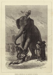 Criminale giustiziato da un elefante a Baroda da Emile Antoine Bayard
