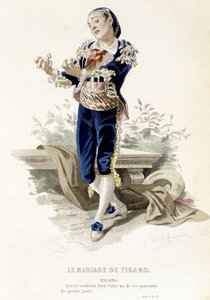 Figaro in “Le nozze di Figaro” - in “Opere complete di Beaumarchais”, disegni di Emile Bayard, ed. Laplace Sanchez & cie, Parigi da Emile Antoine Bayard