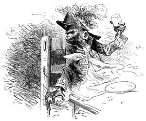 Illustrazione di Emile Bayard per il romanzo di Hector Malot "Sans Famille": Joli-Coeur, la scimmia studiosa della troupe di Monsieur Vitalis, artista itinerante - musicista di strada, saltimbanco - Edizione Hetzel 1880 da Emile Antoine Bayard