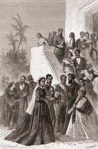 Kamehameha V, al centro, con la sua famiglia, illustrazione da 
