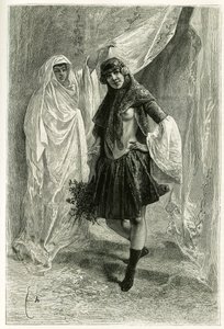 Ritratto di Ziba Khanoum, principessa persiana. Incisione di E.Bayard, da una fotografia, per illustrare la storia "Persia, Caldea e Susiana" nel 1881-1882, di Jane Dieulafoy (nata Magre)