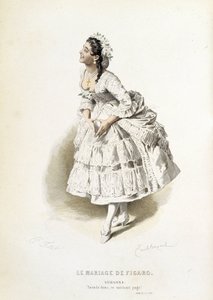 Suzanne in "Le nozze di Figaro" - in "Opere complete di Beaumarchais", disegni di Emile Bayard, ed. Laplace Sanchez & cie, Parigi da Emile Antoine Bayard