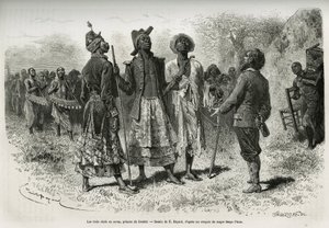 I tre conduttori (o sovas), principi di Dombe (Angola), e il loro seguito di musicisti e cortigiani, che vengono a incontrare l