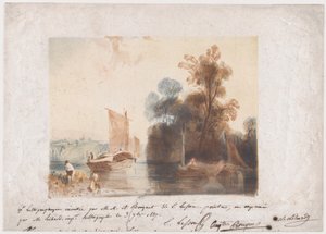 Paesaggio con fiume e barche, 1837 da Emile Aubert Lessore