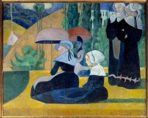 Bretoni con ombrelli da Emile Bernard