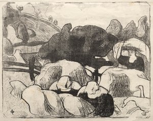 Les Bretonneries: Donne bretoni che fanno i covoni (Bretonnes Faisant les Foins) da Emile Bernard