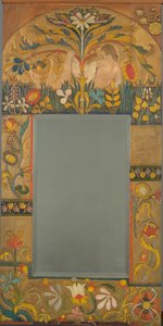 Cornice dello specchio decorata con piante, fiori e due figure femminili, 1908