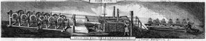 Galvanizzazione del ferro e fili telegrafici nella fabbrica di Grenelle dalla compagnia delle forge della Franca Contea. Incisione di Emile Bourdelin in 