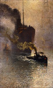 In Rimorchio sul Tamigi nella Nebbia da Emile Claus