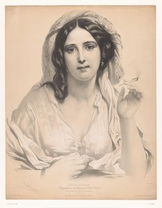 Giovane donna velata con una sigaretta in mano (La reine du sérail) da Emile Lassalle