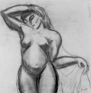 Studio di figura. Donna in piedi di fronte con un drappo da Emile Othon Friesz