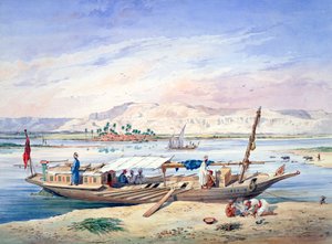 Una barca sul Nilo, Egitto, XIX secolo da Emile Prisse d