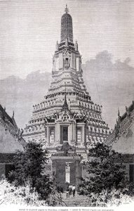 Portale della Grande Pagoda Wat-Chan, Bangkok. Disegno di Thérond