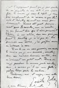 Lettera di Zola a Edouard Manet (1832-83) 1868