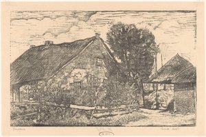 Fattoria con fienile da Emilius Wilhelmus Dehé (signed by artist)