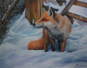 Volpe nella neve, 2021 (olio su tela)