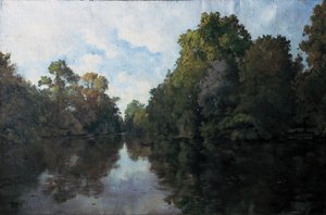 Clisson, La Sèvre vicino al mulino, gli alberi della Garenne Lemot da Emmanuel Lansyer