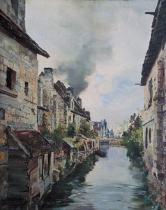Il Canale di Beaulieu, vista del ponte sulla strada da Loches a Beaulieu. 1891 da Emmanuel Lansyer