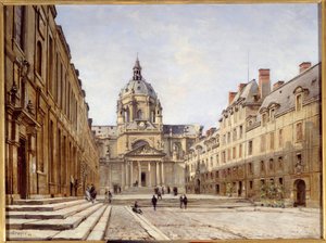 La corte della vecchia Sorbona a Parigi. Dipinto di Emmanuel Lansyer (1835-1893) da Emmanuel Lansyer