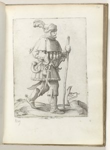 Duitse koerier, met hoorn en wandelstok (serie: Diversarum gentium nostrae aetatis habitus) da Enea Vico