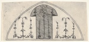 Pannello a forma di lancetta con decorazione grottesca, 1541