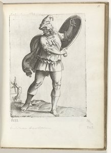 Guerriero spagnolo ca. 1550 (serie: Diversarum gentium nostrae aetatis habitus) da Enea Vico