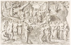 La disputa tra le Muse e le figlie di Pierio sul Parnaso da Enea Vico