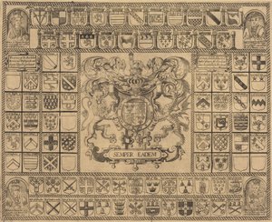 Stemmi con ritratti angolari di Enrico VII, Enrico VIII, Edoardo VI e Maria da English 16th Century