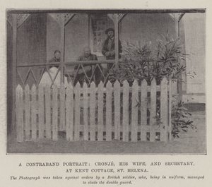 Un ritratto contrabbandato, Cronje, sua moglie e il segretario, a Kent Cottage, St Helena da English Photographer